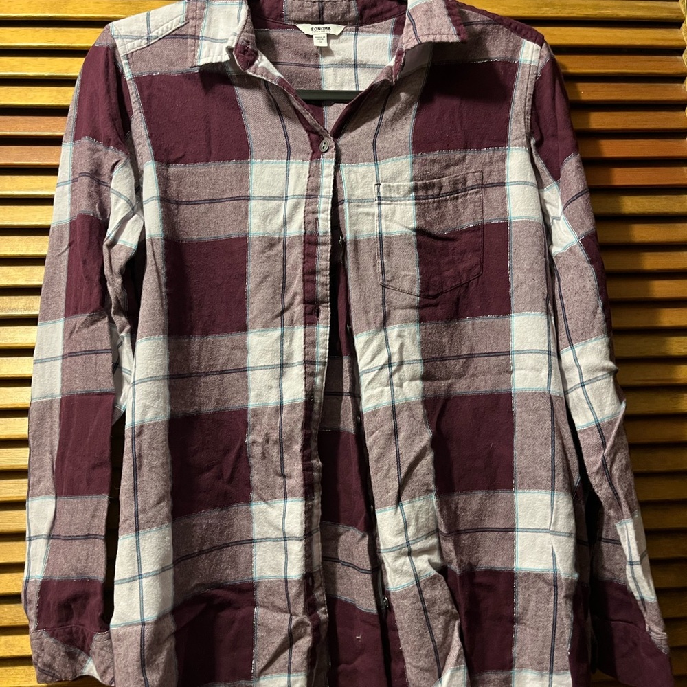 Sonoma Burgundy and Gray Casual Sweater